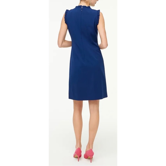 New J.Crew Factory Ruffleneck Suit Dress, Navy Blue Work Dress, Business Casual - Picture 4 of 4